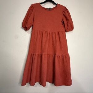 Crystal Doll Textured Dusty Coral Dress. Sz S.